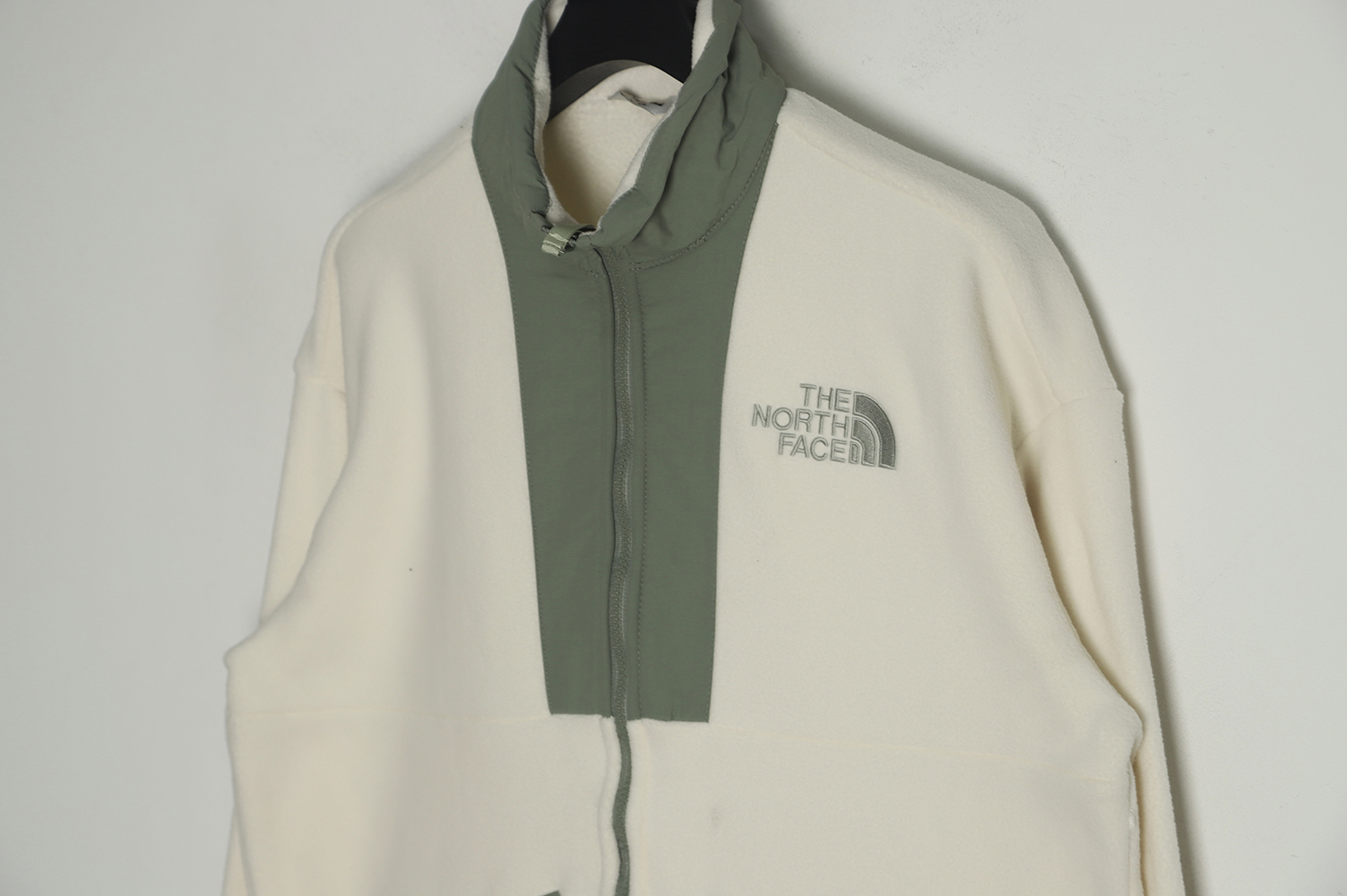 The North Face lambswool fleece patchwork jacket
