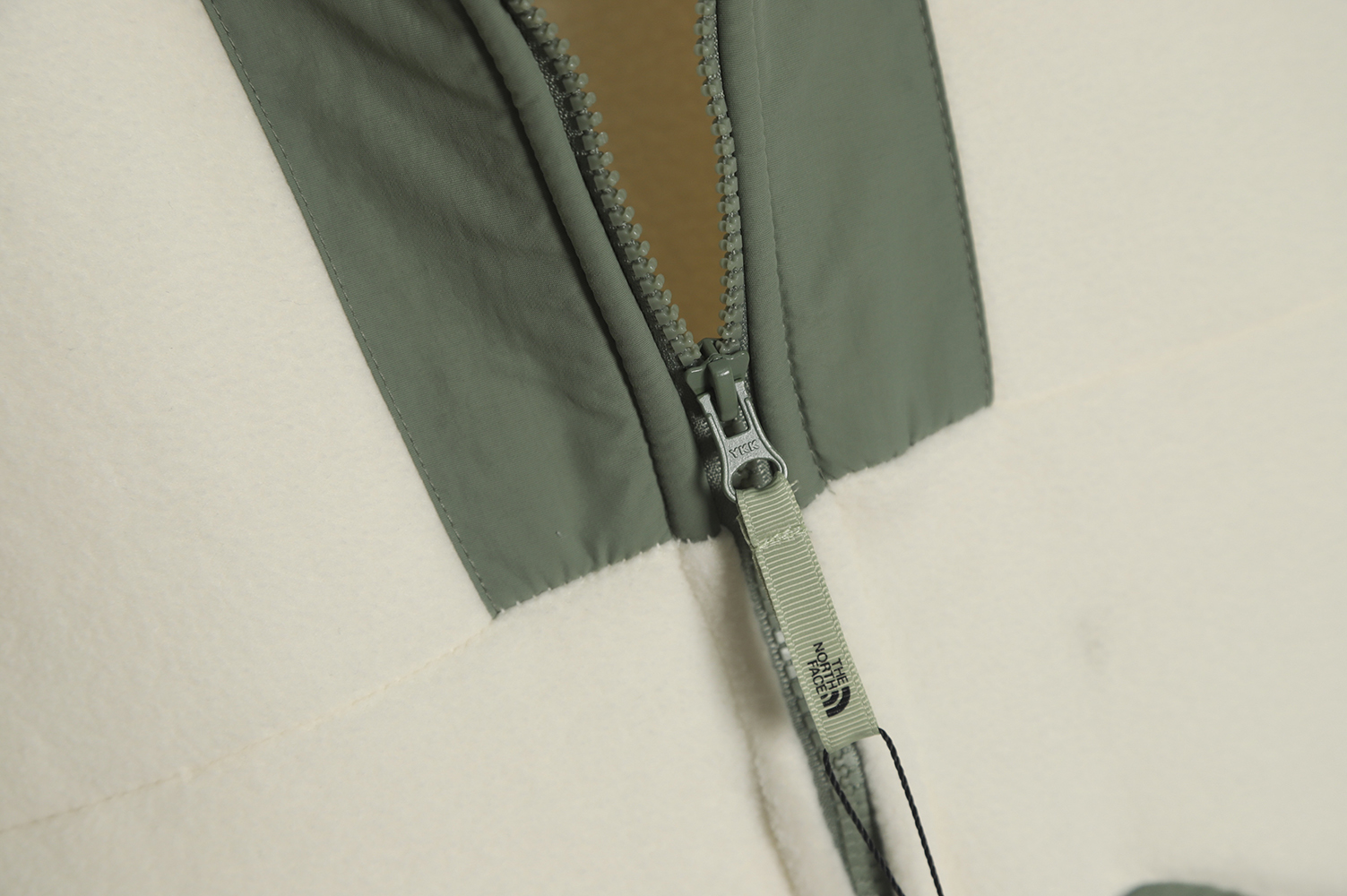 The North Face lambswool fleece patchwork jacket