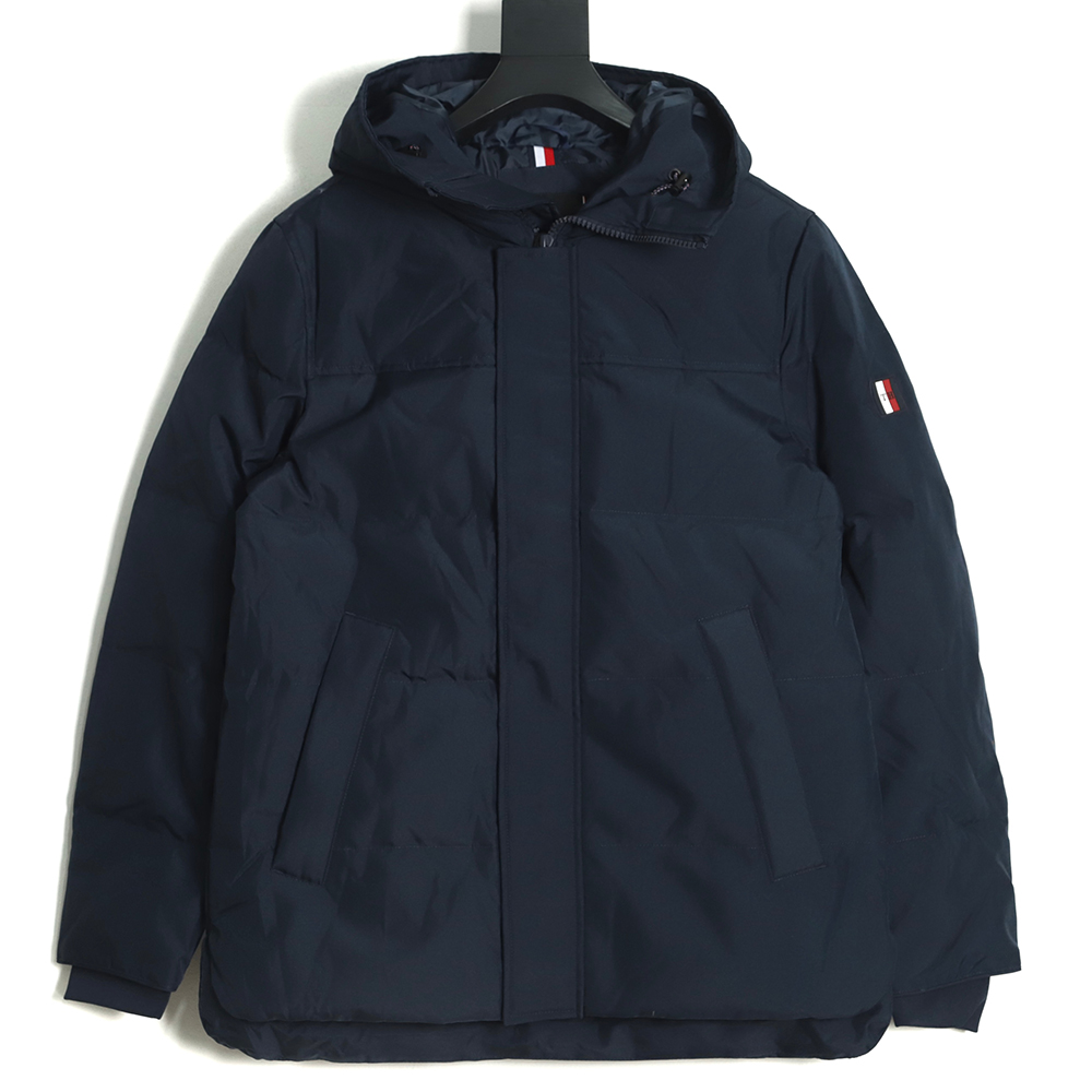 Tommy Hilfiger Rubberized Logo Drawstring Down Jacket