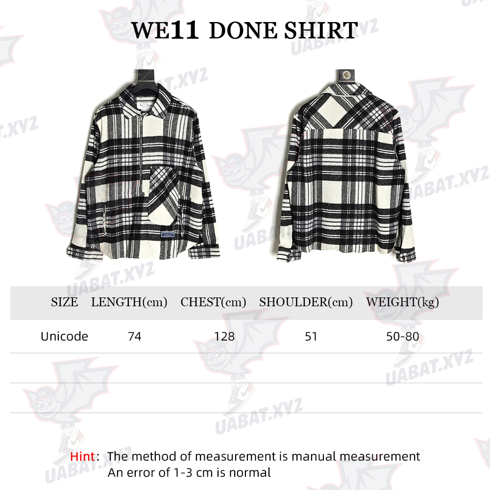 WE11 DONE Black and white checked wool shirt