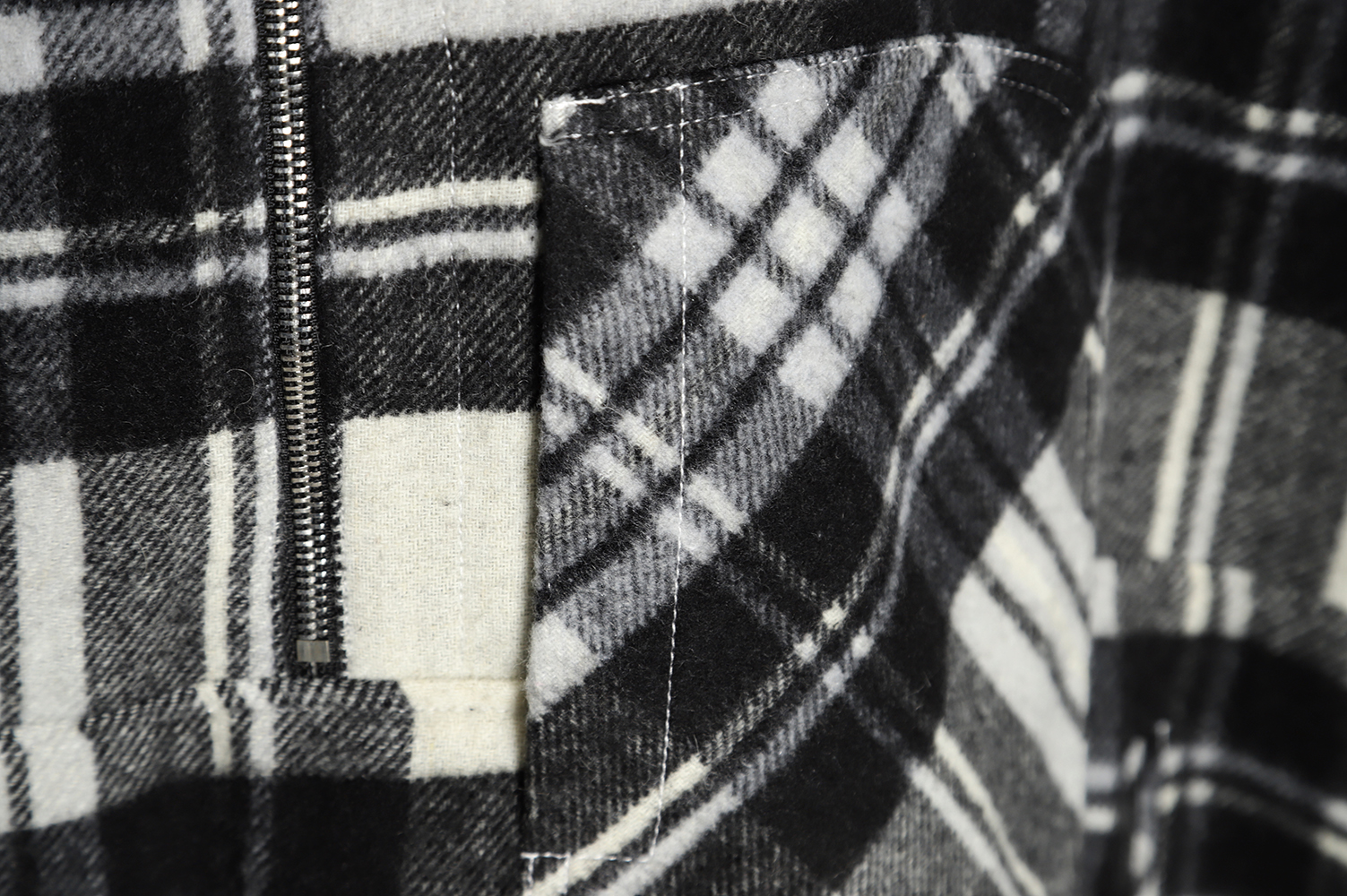 WE11 DONE Black and white checked wool shirt