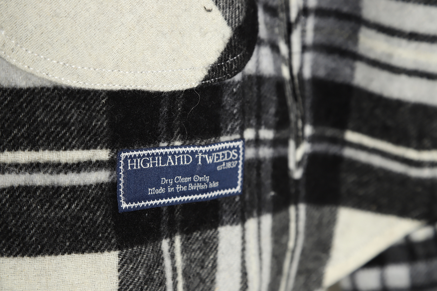 WE11 DONE Black and white checked wool shirt
