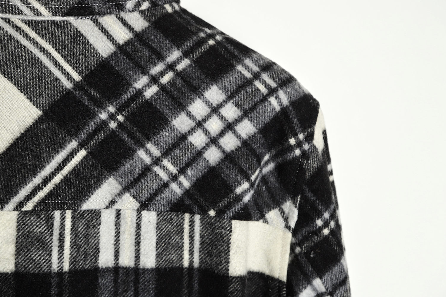 WE11 DONE Black and white checked wool shirt