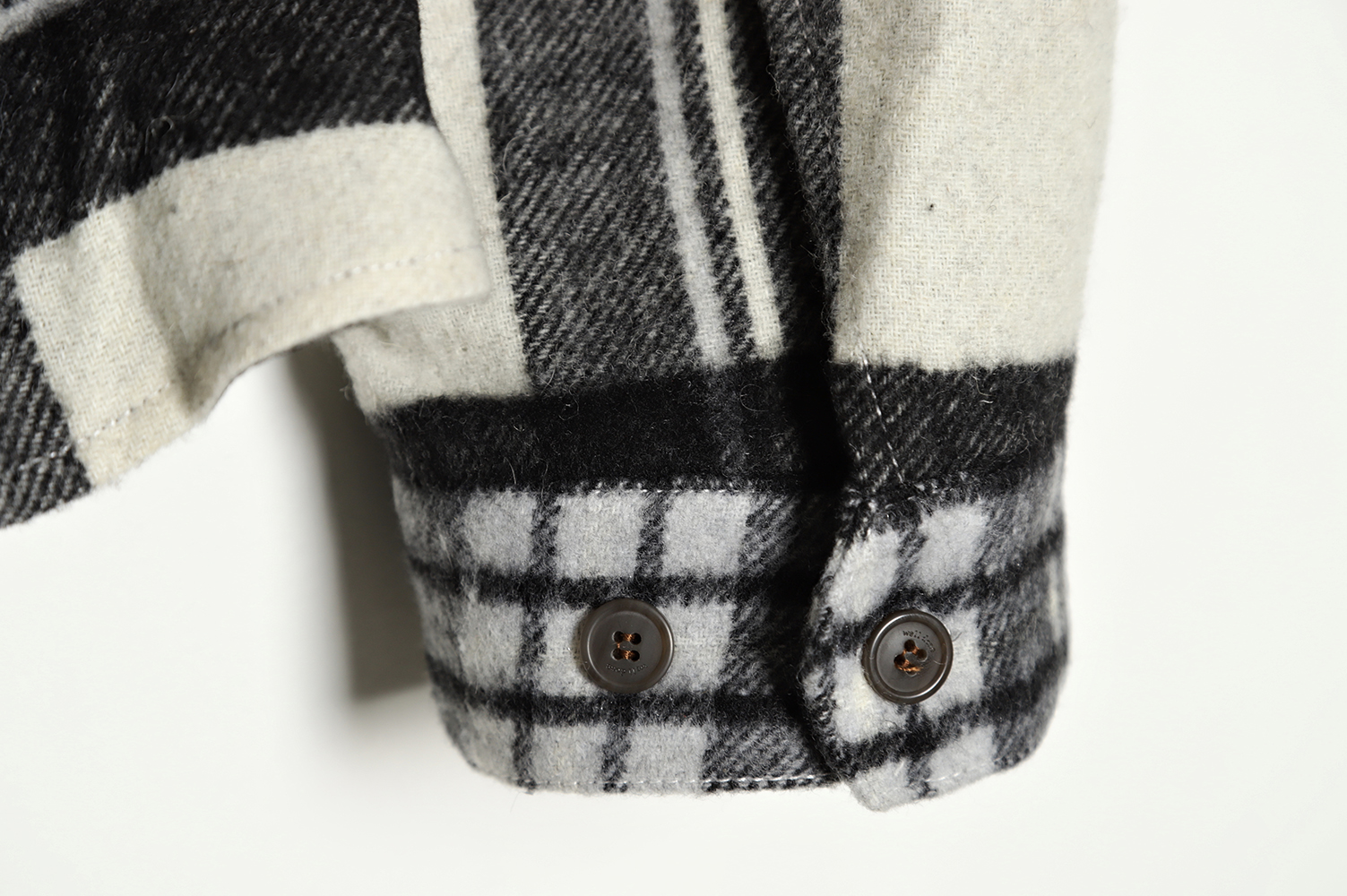 WE11 DONE Black and white checked wool shirt