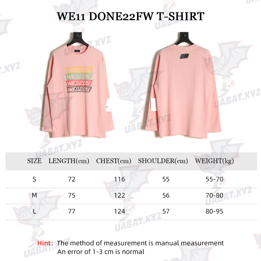 WE11 DONE 22FW four-color barrage long-sleeved T-shirt