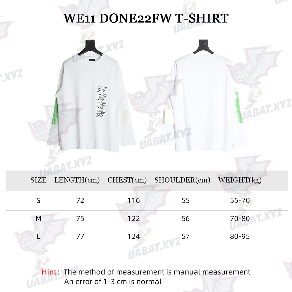 WE11 DONE 22FW vertical letter long-sleeved T-shirt