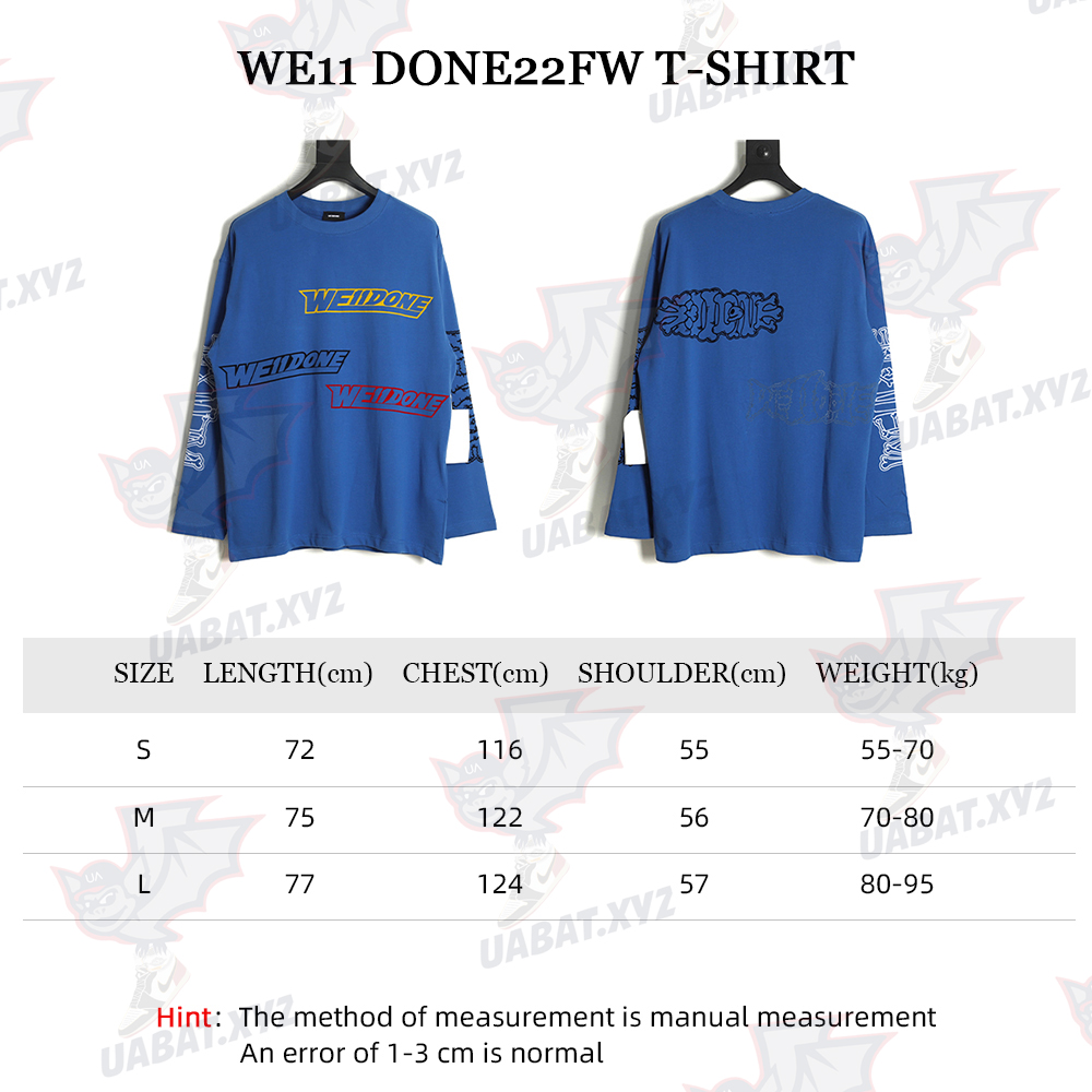 WE11 DONE 22FW Cross Letter Long Sleeve T-Shirt TSK1