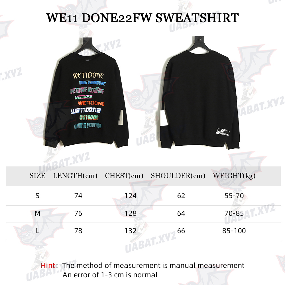 WE11 DONE 22FW Neon Barrage Crew Neck Sweatshirt TSK2