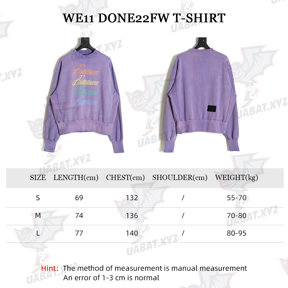 WE11 DONE 22FW tie-dye color bullet screen crew neck sweatshirt TSK1