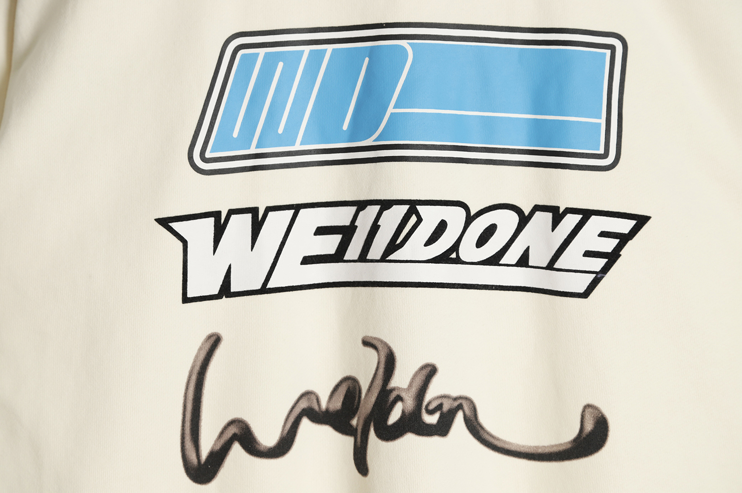 WE11 DONE 22FW Liquid Silver Alphabet Crewneck Sweatshirt