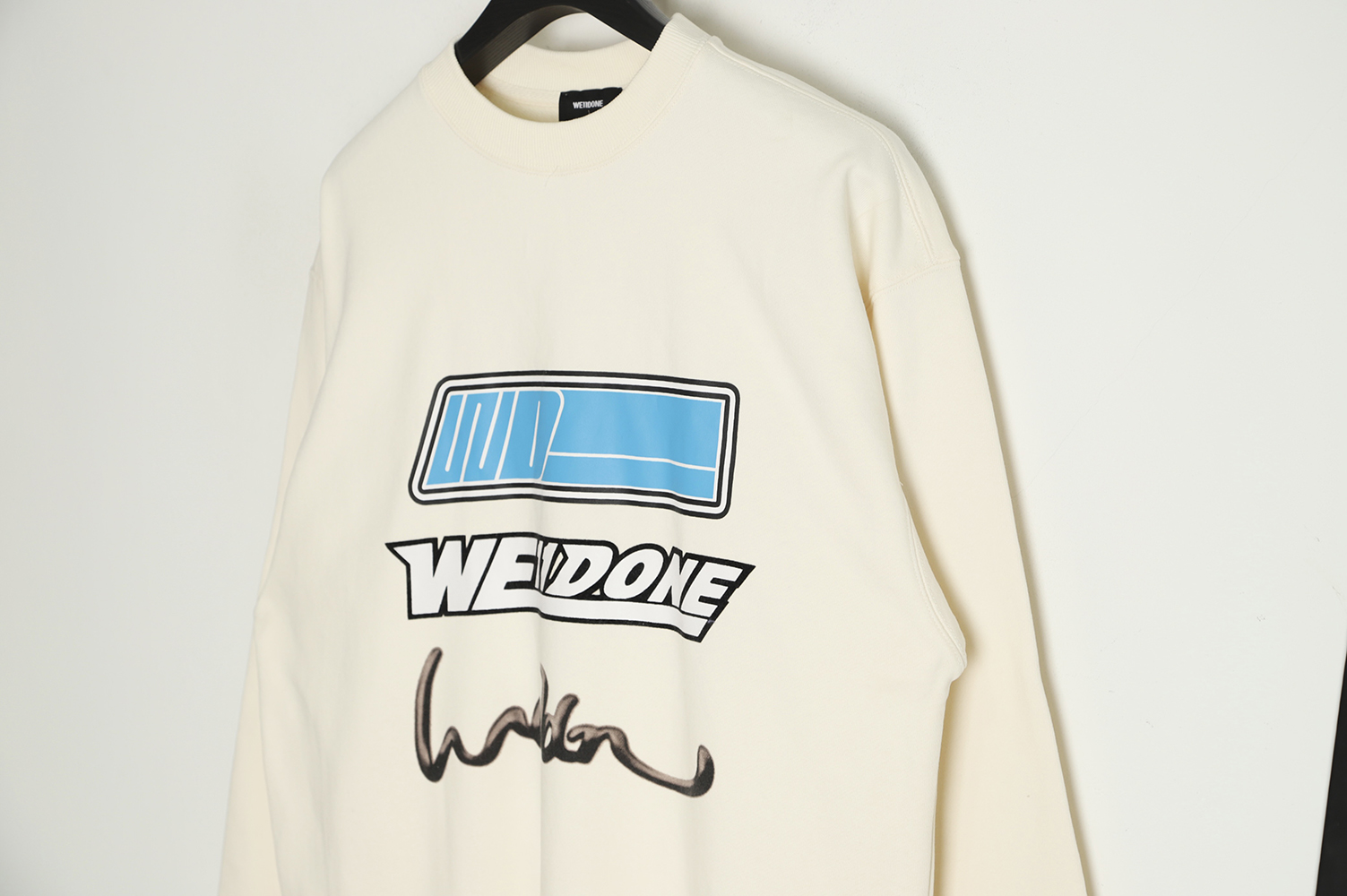 WE11 DONE 22FW Liquid Silver Alphabet Crewneck Sweatshirt
