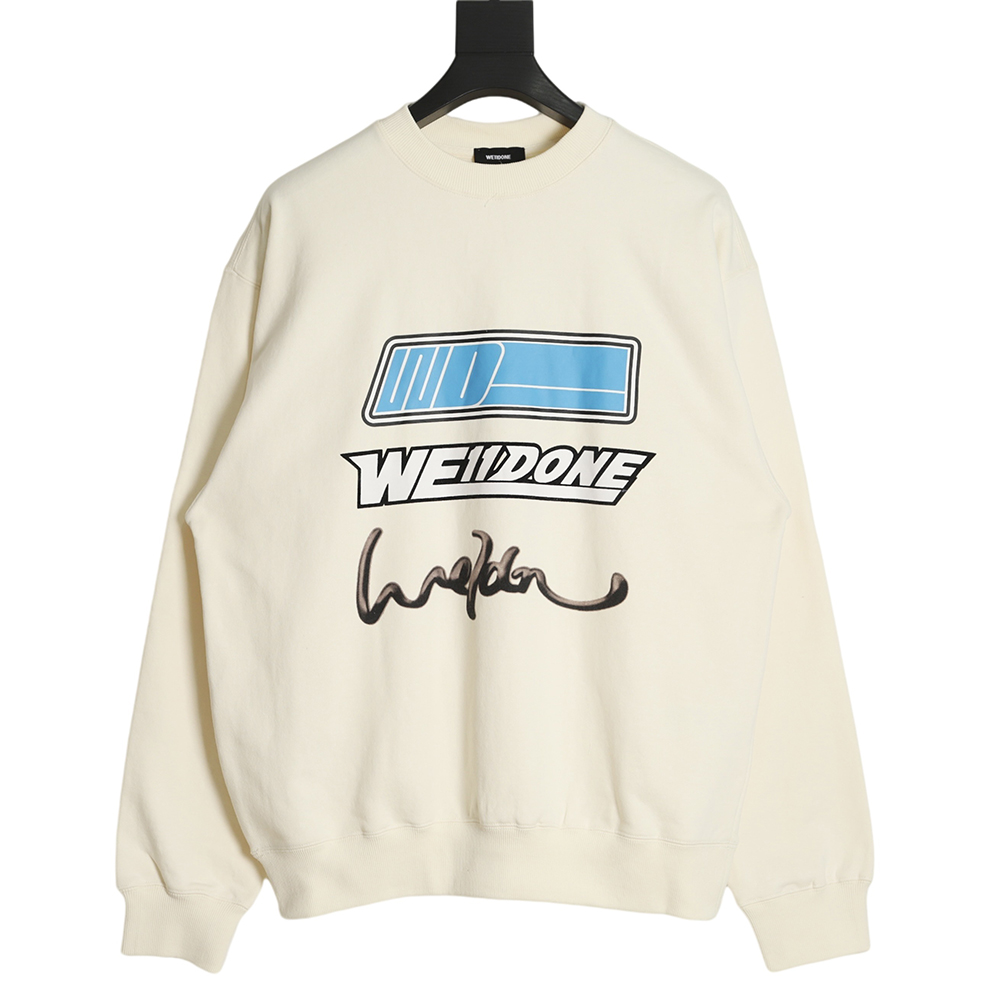 WE11 DONE 22FW Liquid Silver Alphabet Crewneck Sweatshirt