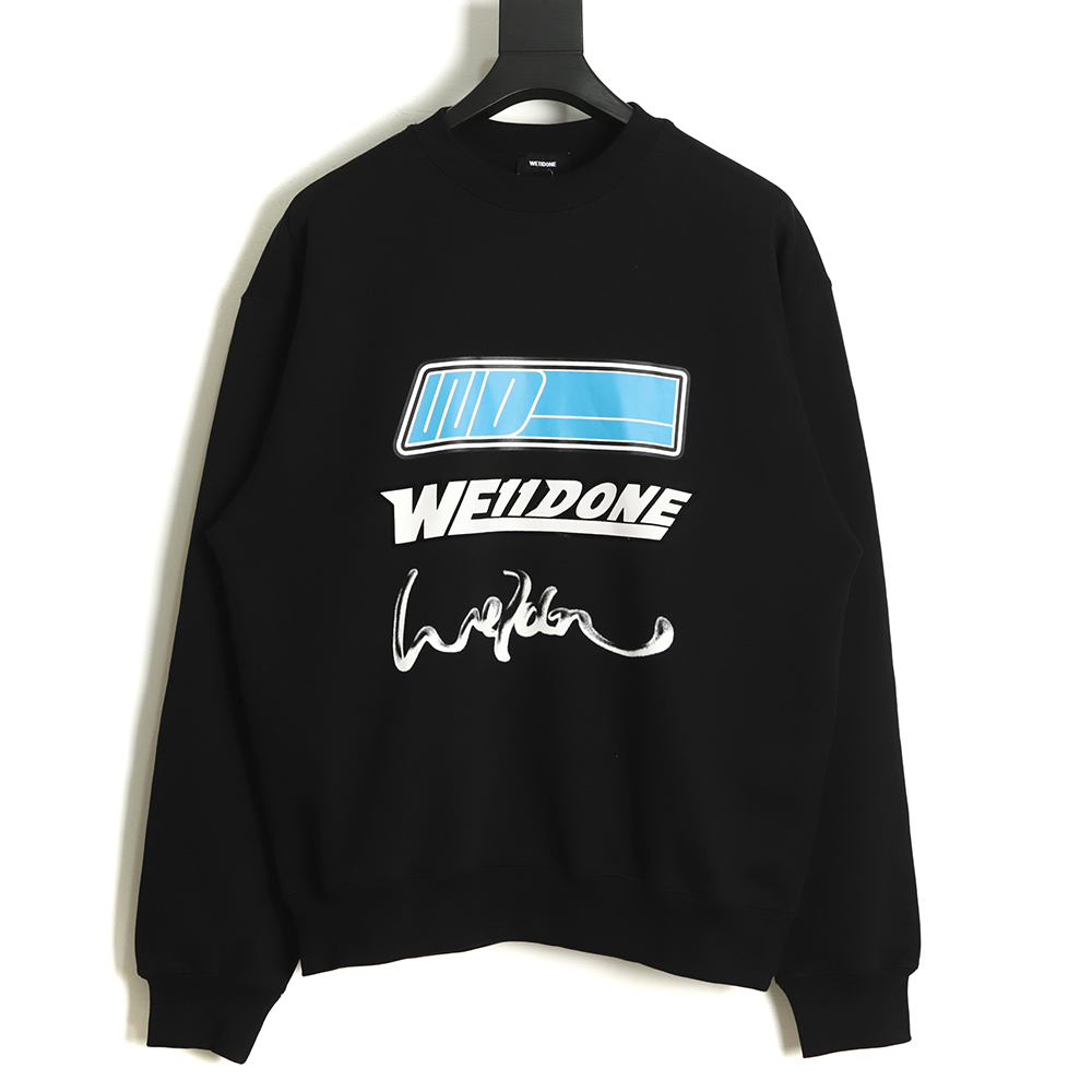 WE11 DONE 22FW Liquid Silver Alphabet Crewneck Sweatshirt TSK1