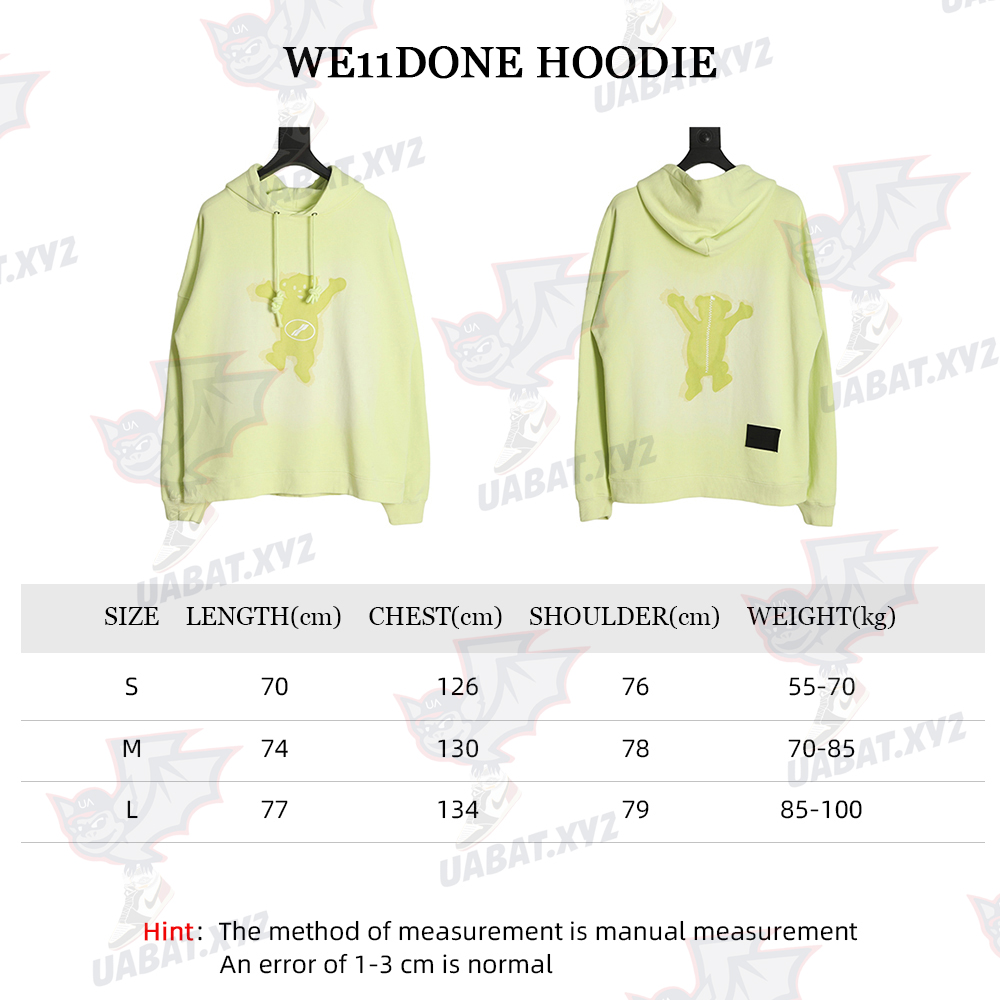 WE11 DONE 22FW Rendering Bear Hoodie