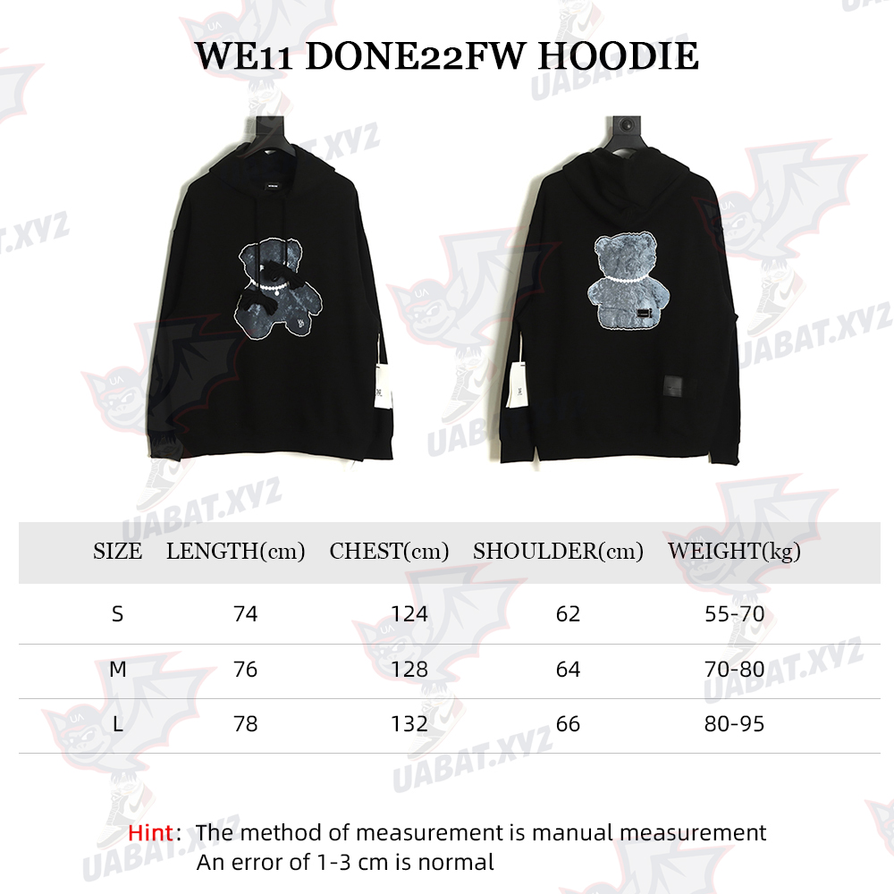 WE11 DONE 22FW Reflective Bear Hoodie TSK1