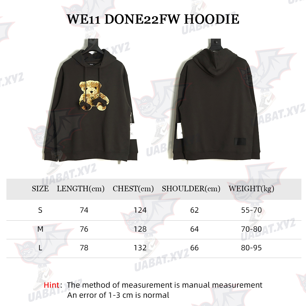 WE11 DONE 22FW Patch Bear Hoodie