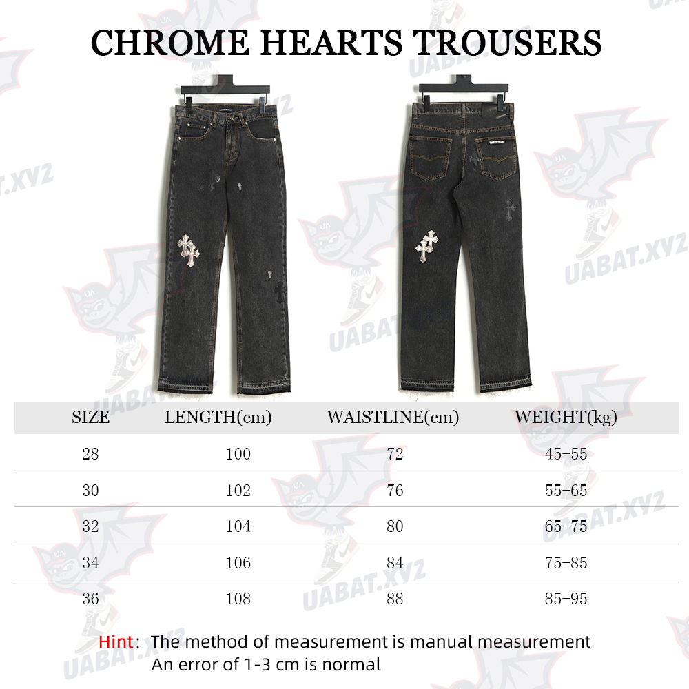 Chrome Hearts Silver Leather Label Cross Denim Trousers