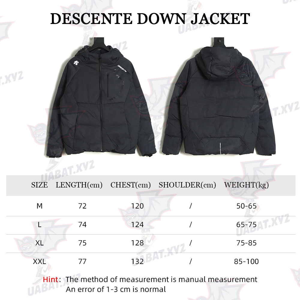 DESCENTE Hooded Cropped Down Jacket with Laminated Pockets Navy blue