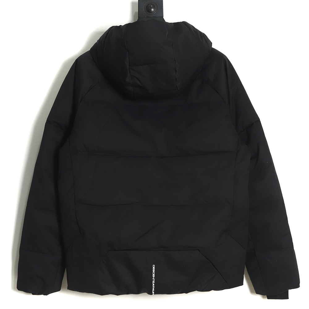 DESCENTE Hooded Cropped Down Jacket with Laminated Pockets Black