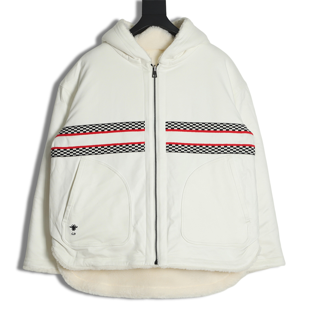 Dior 22Fw reversible hooded logo sherpa jacket