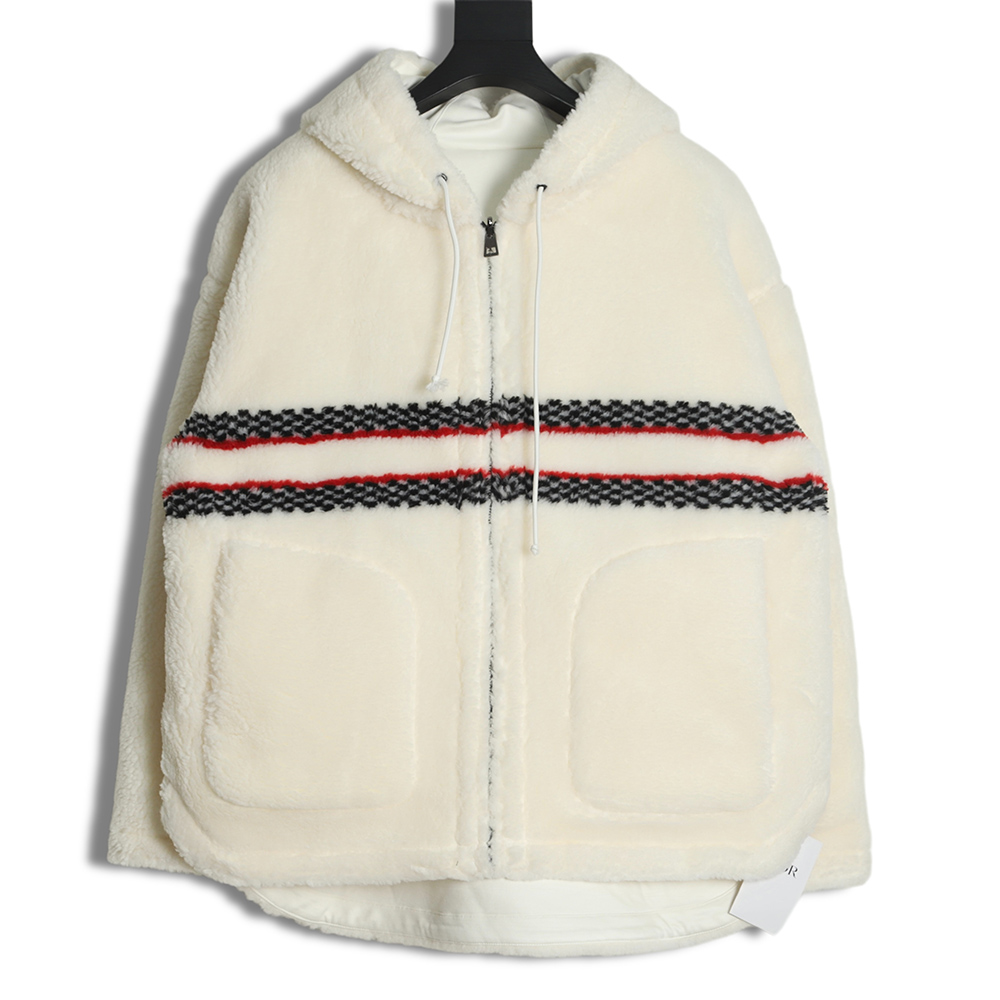 Dior 22Fw reversible hooded logo sherpa jacket