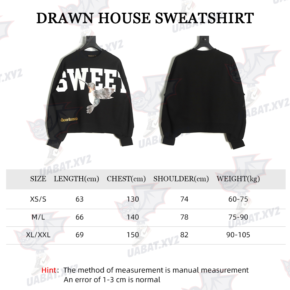 DREW House 2022 A/W black hummingbird print thin fleece sweater
