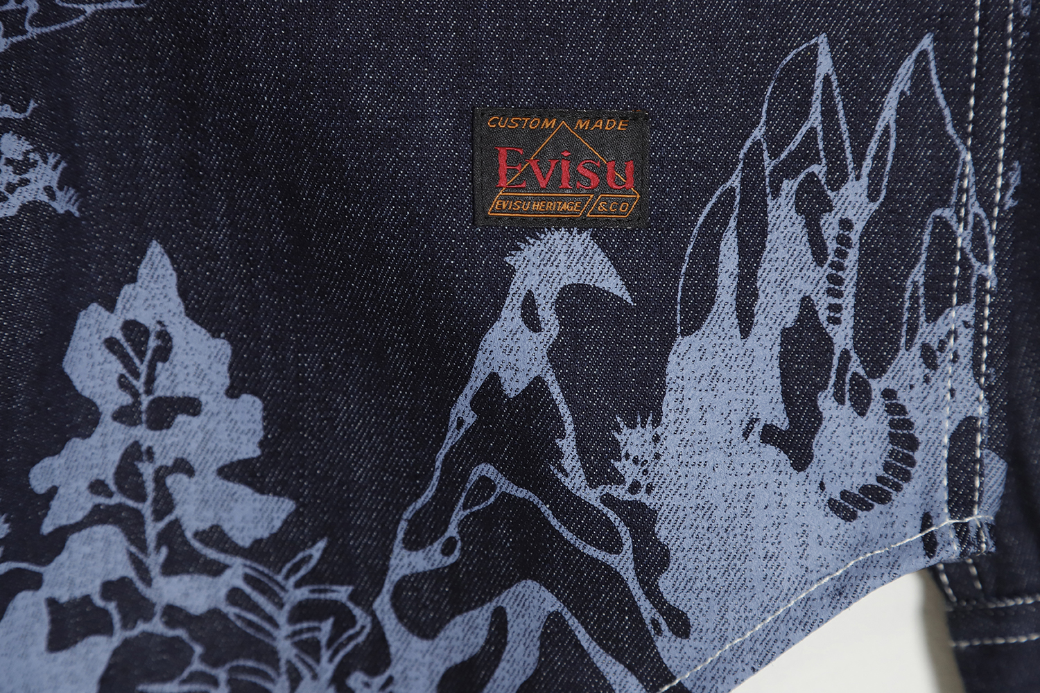 Evisu 23ss landscape painting discharge dyed long-sleeved shirt