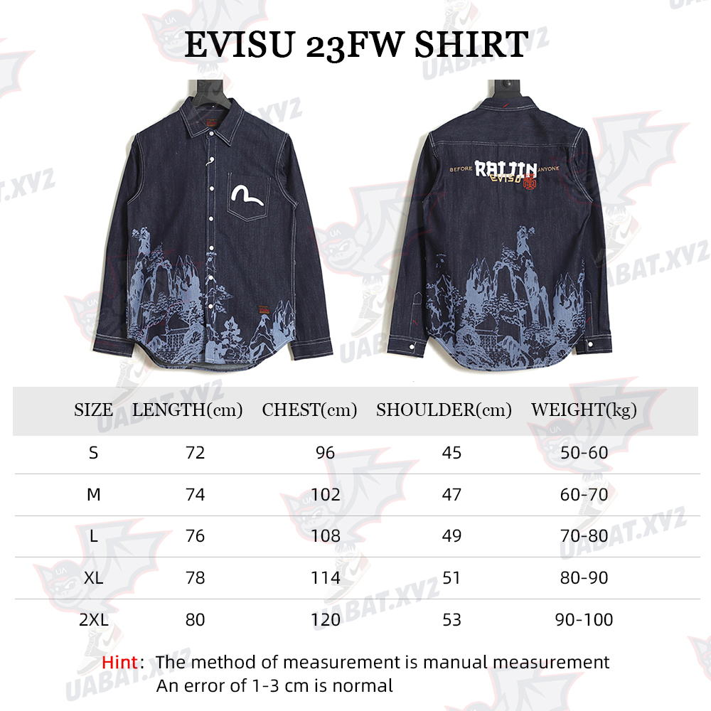 Evisu 23ss landscape painting discharge dyed long-sleeved shirt
