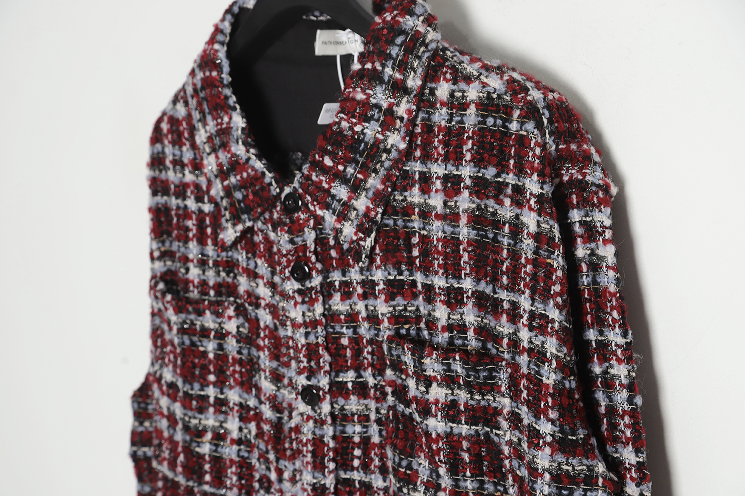 Faith Connexion Burgundy Woven Cardigan Jacket