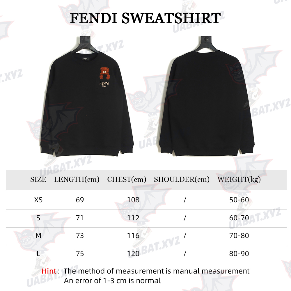 Fendi 22fw flocking bear embroidery logo round neck sweater TSK1