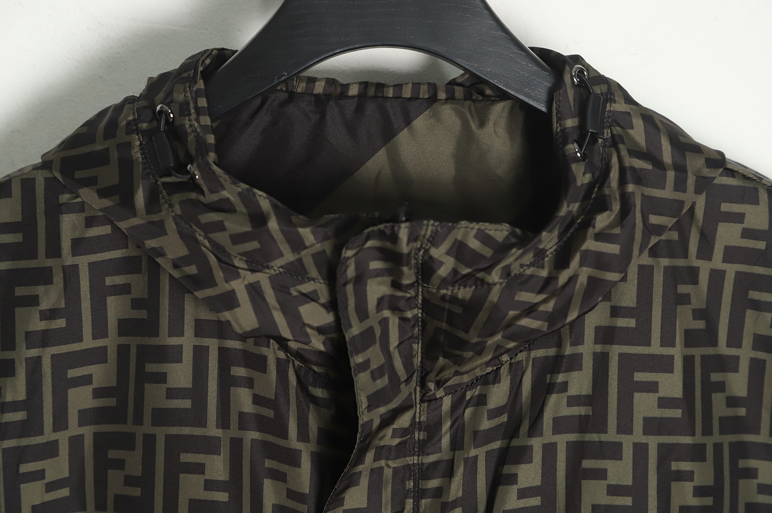 FENDI FD 22 new double-sided black flower nylon jacket coat