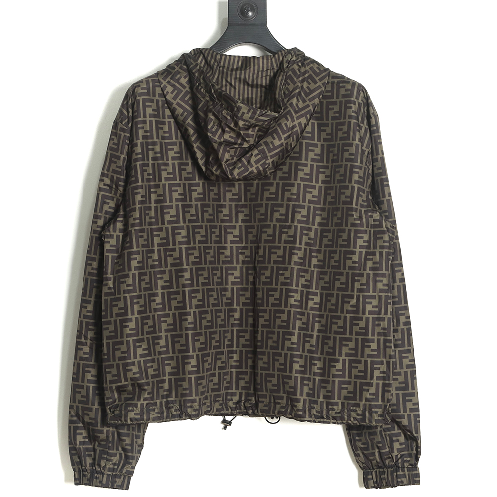 FENDI FD 22 new double-sided black flower nylon jacket coat