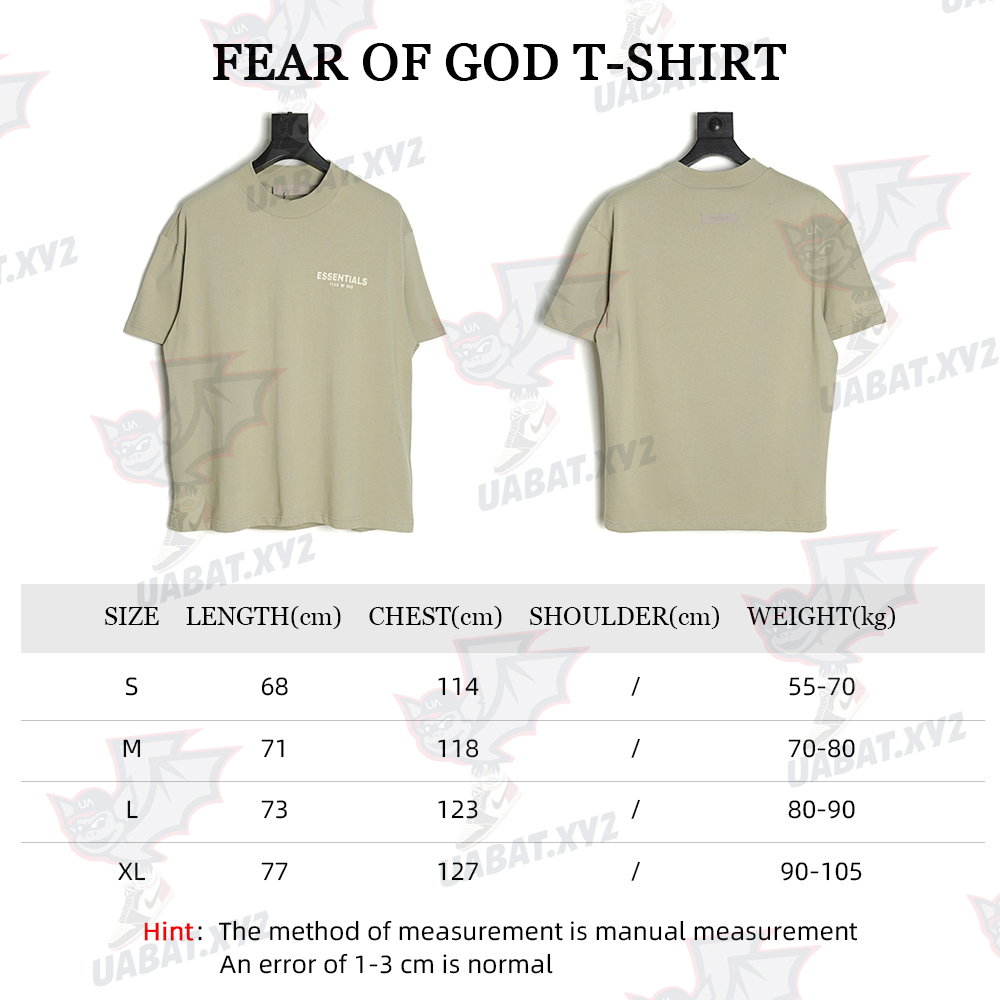 FEAR DF GOD double line ESSENTIANLS flocking small standard short-sleeved T-shirt Moss