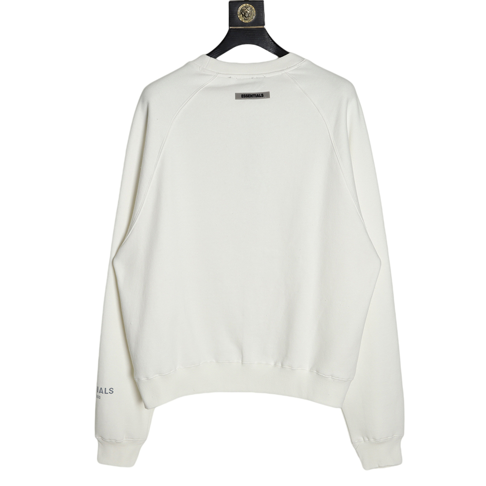FEAR OF GOD double line ESSENTIALS fog chest silicone letter round neck sweater White