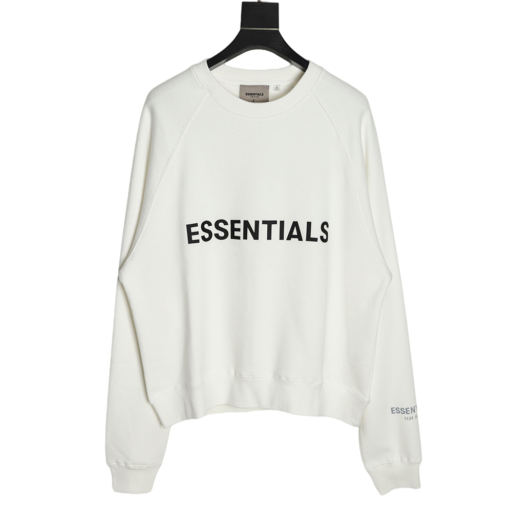FEAR OF GOD double line ESSENTIALS fog chest silicone letter round neck sweater White