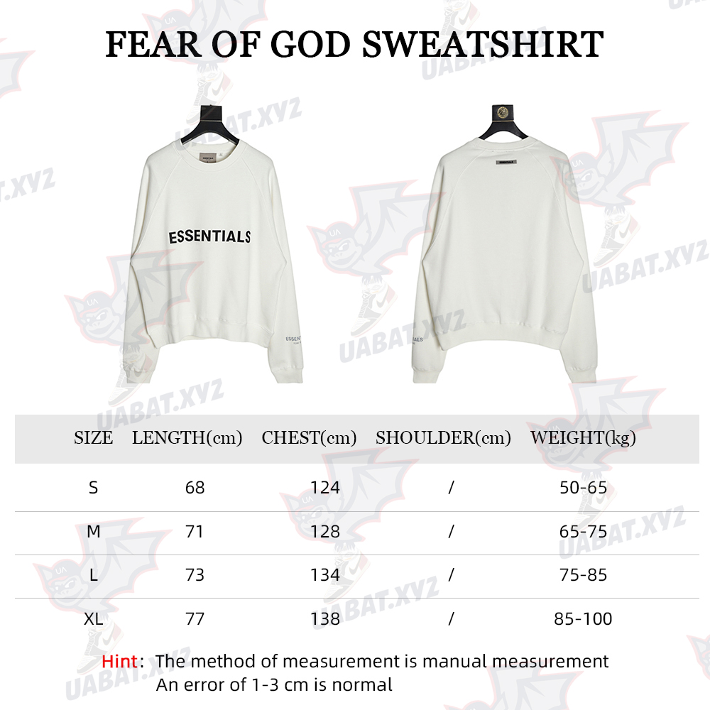 FEAR OF GOD double line ESSENTIALS fog chest silicone letter round neck sweater White