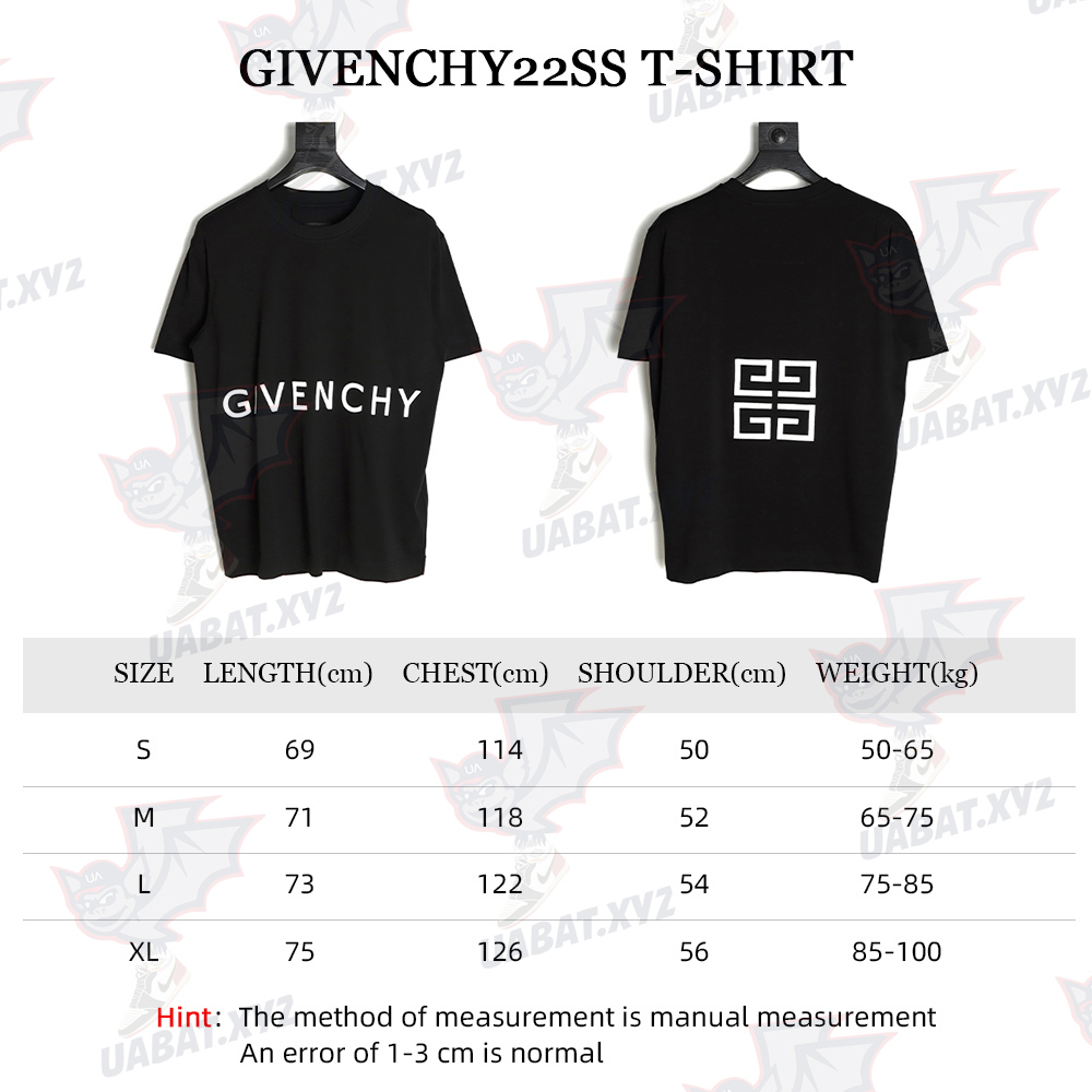 Givenchy 22SS four-square letter logo embroidery short-sleeved T-shirt TSK1
