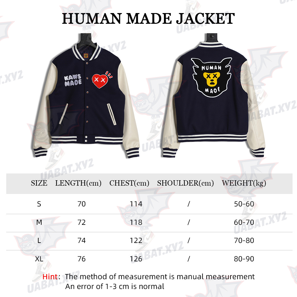Human Made 22Fw Paneled Leather Sleeve Baseball Jersey