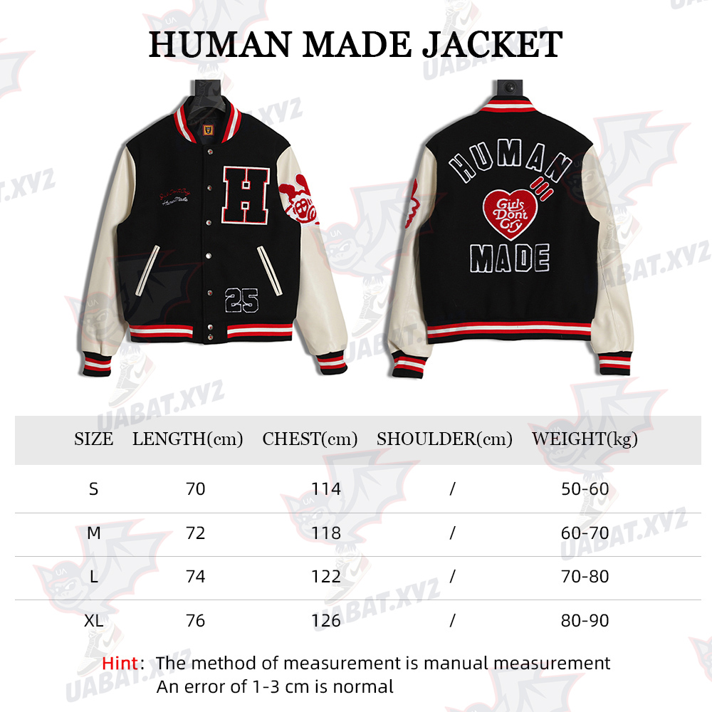 Human Made 22Fw Paneled Leather Sleeve Baseball Jersey TSK1