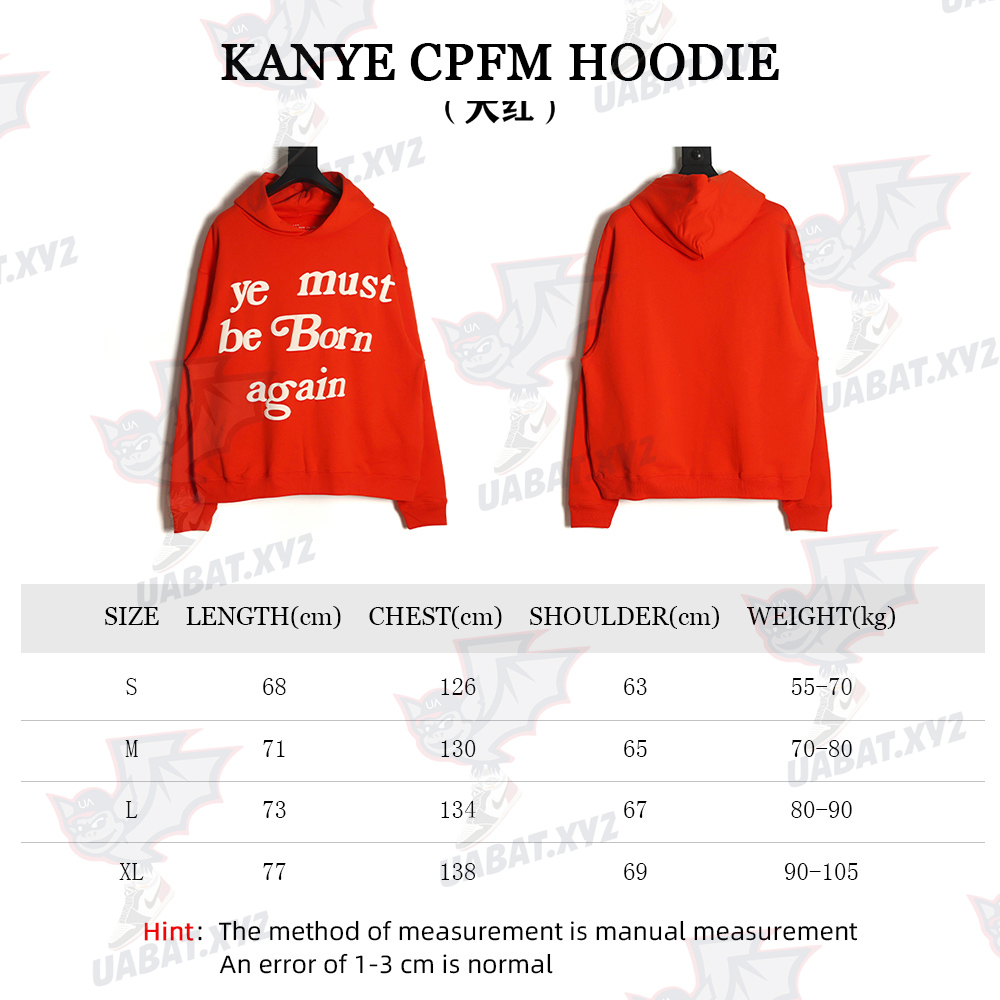 KANYE CPFM Foam Letter Print Reborn Hoodie Orange