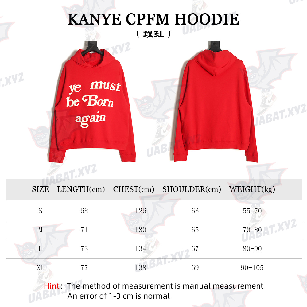 KANYE CPFM Foam Letter Print Reborn Hoodie Red
