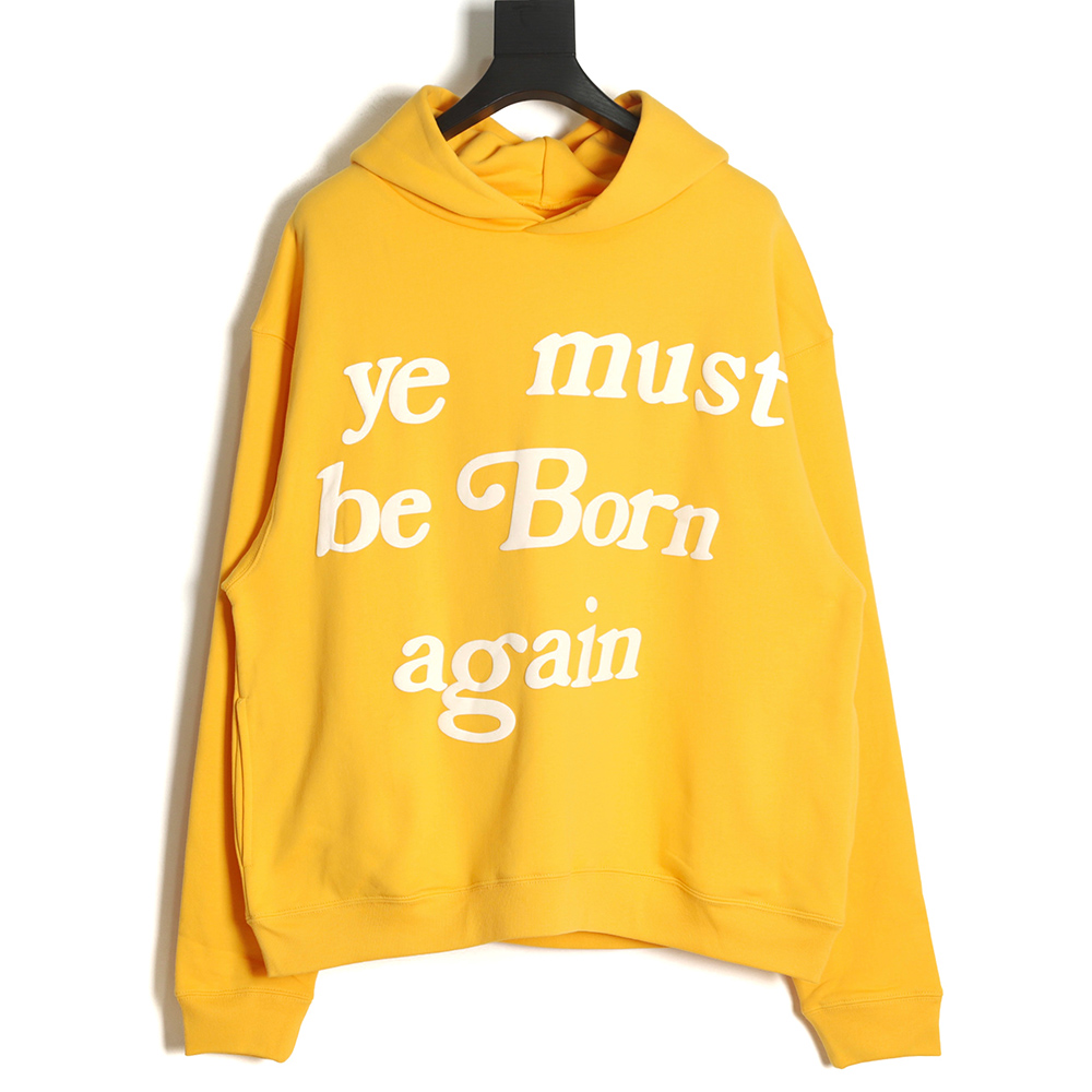 KANYE CPFM Foam Letter Print Reborn Hoodie Yellow