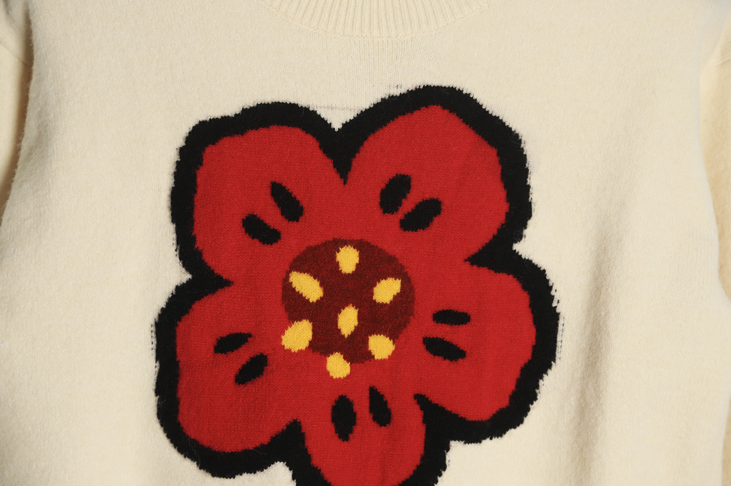 KENZO 22FW small red flower round neck sweater