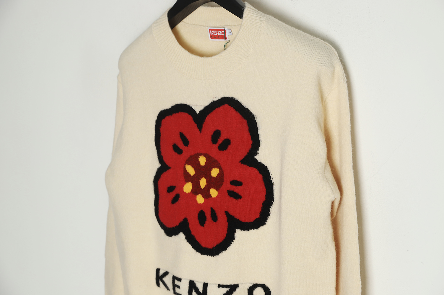 KENZO 22FW small red flower round neck sweater