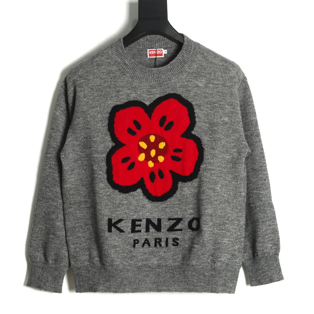 KENZO 22FW small red flower round neck sweater TSK1