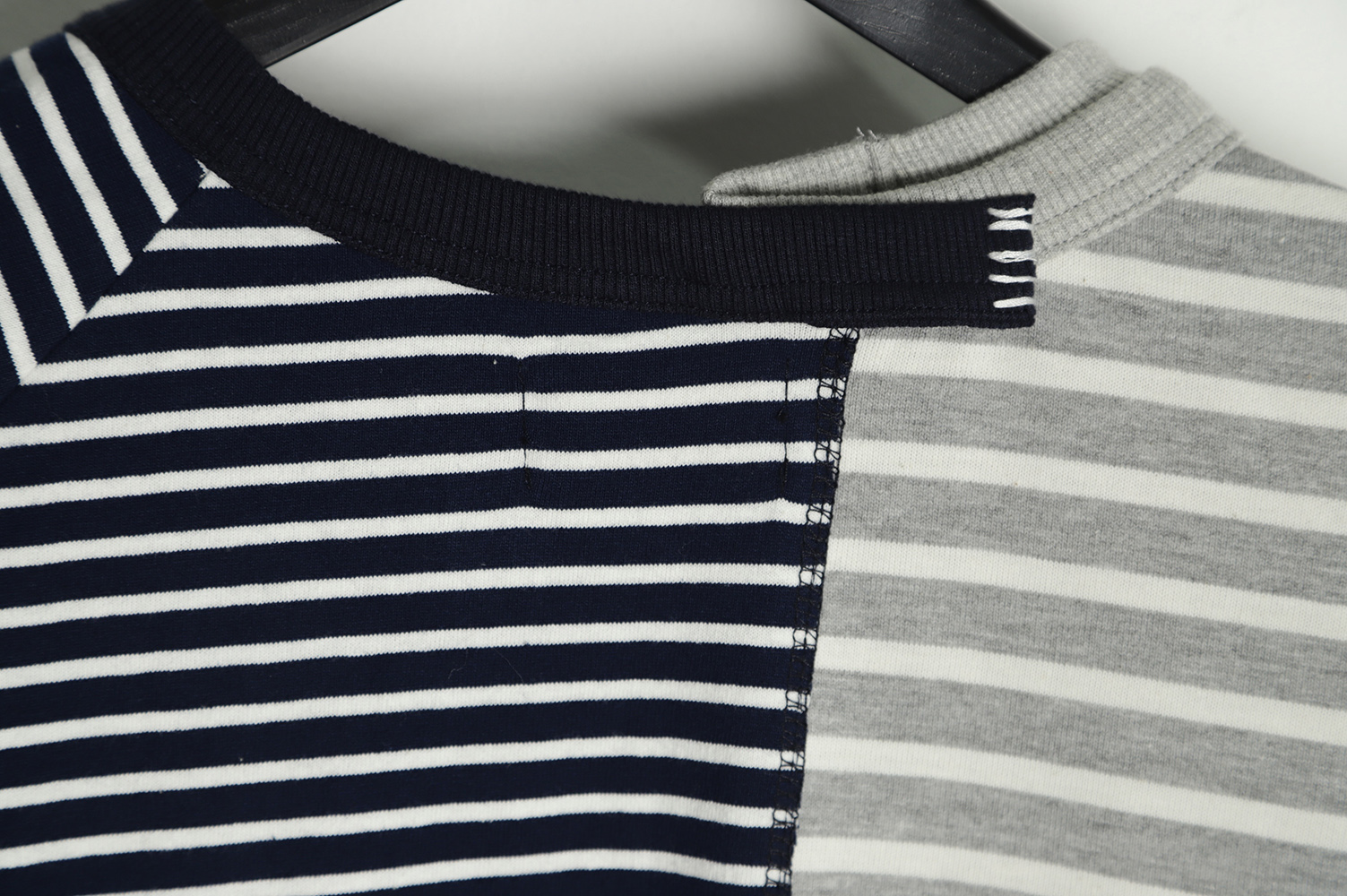 Kolor 22SS Deconstructed Panel Stripe Short Sleeve T-Shirt