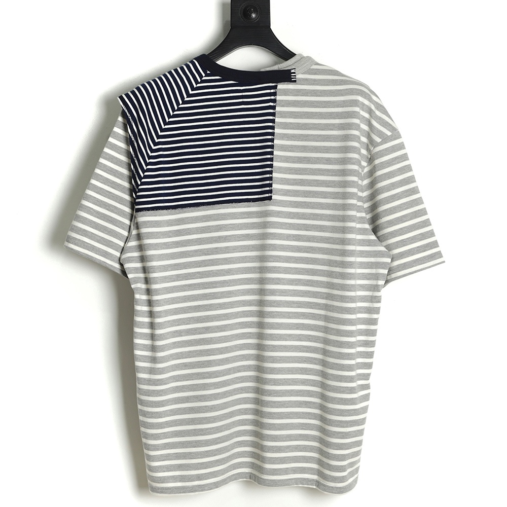 Kolor 22SS Deconstructed Panel Stripe Short Sleeve T-Shirt