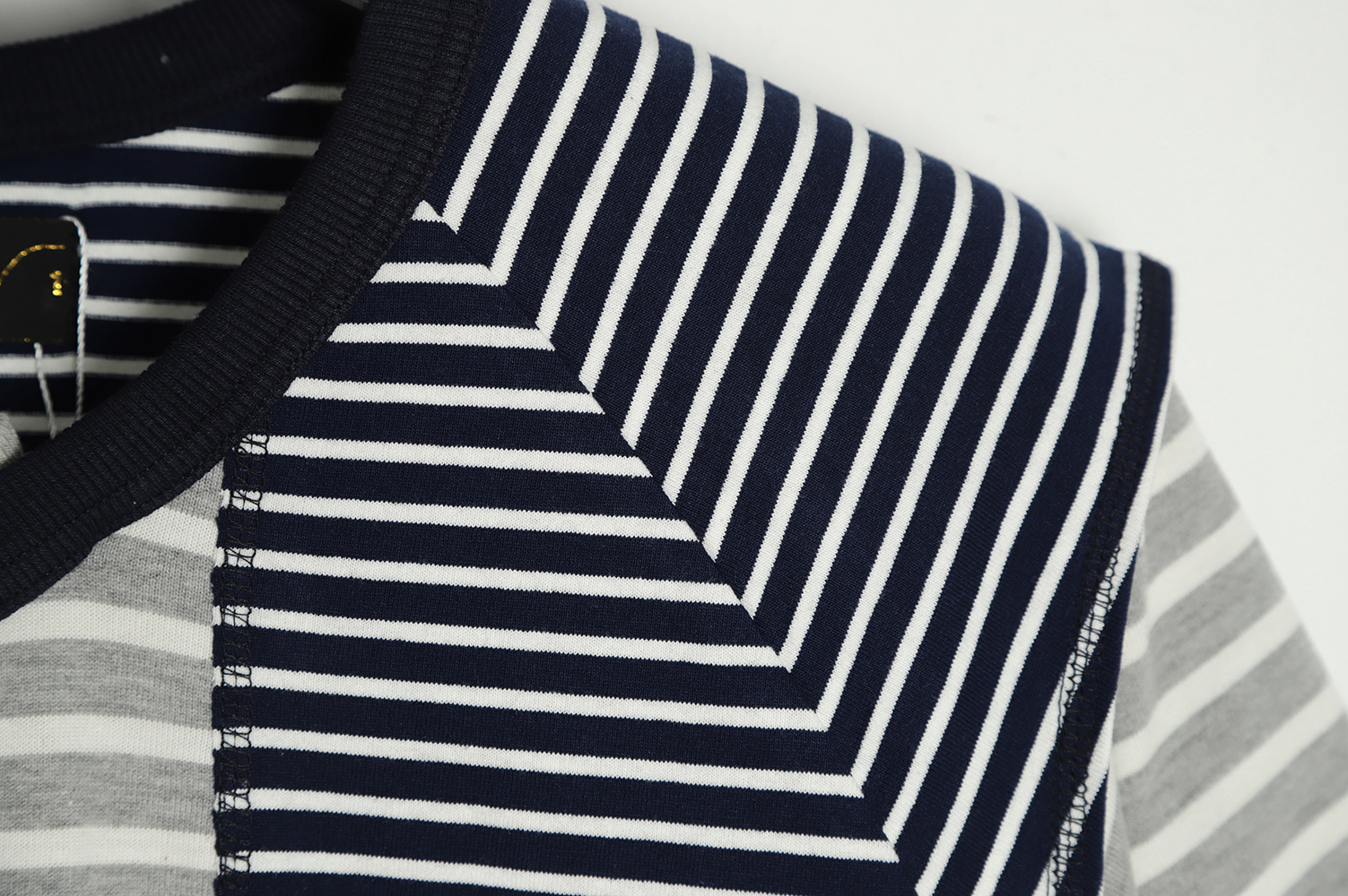 Kolor 22SS Deconstructed Panel Stripe Short Sleeve T-Shirt