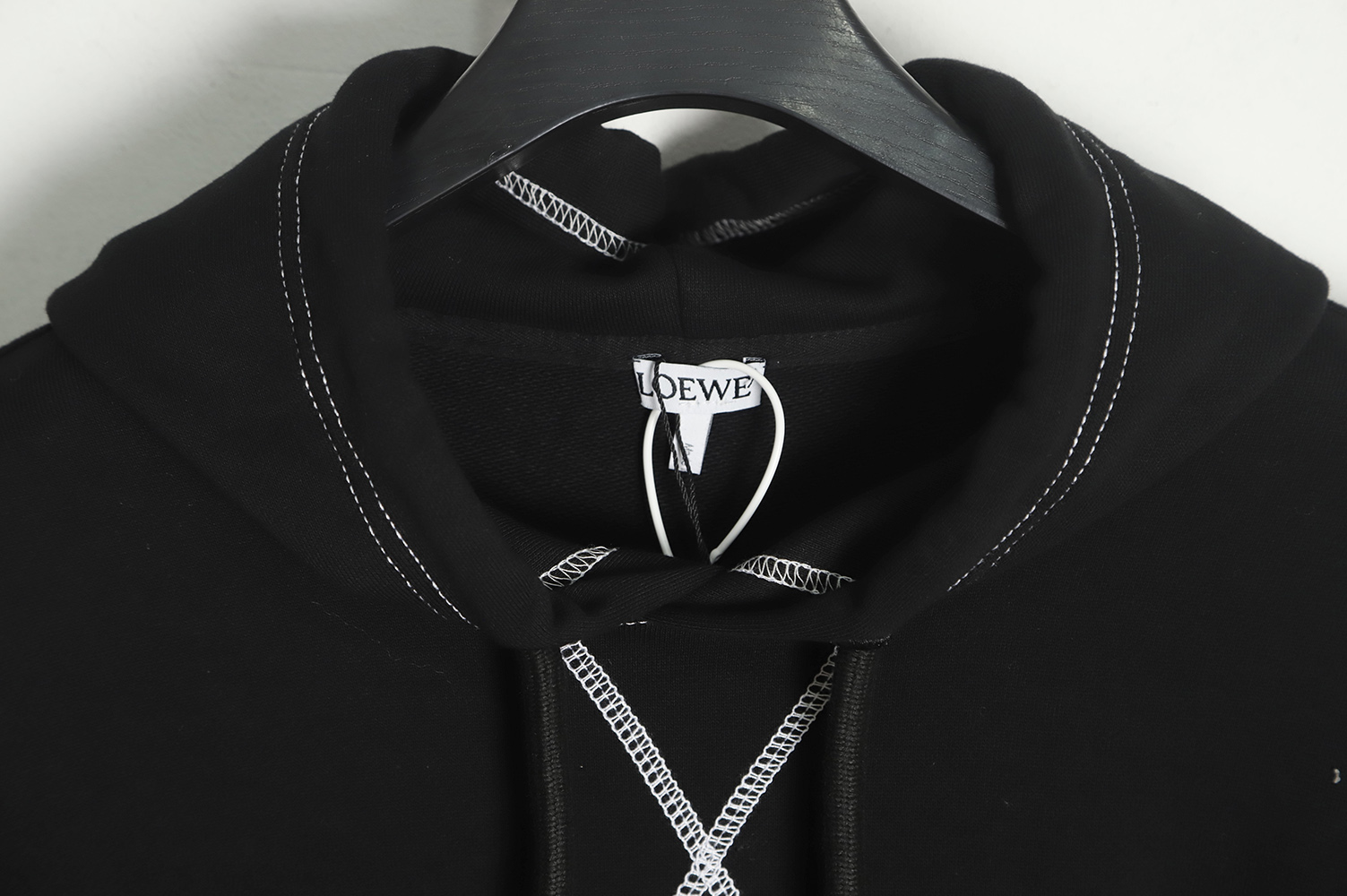 LOEWE 22FW topstitched hooded sweatshirt