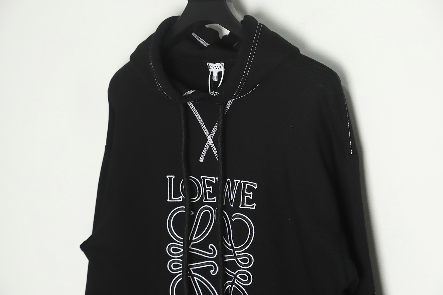 LOEWE 22FW topstitched hooded sweatshirt